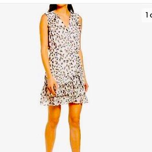 Chelsea 28 White Animal Print Ruffle Sleeveless Chiffon Mini Dress